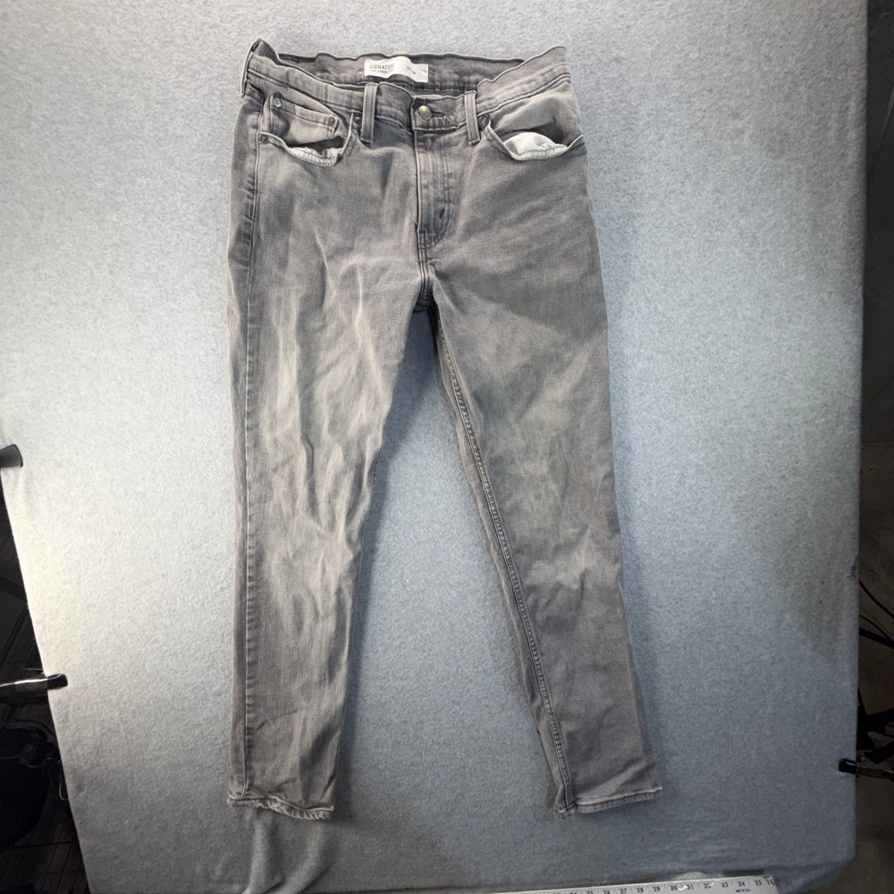 Signature by Levi Strauss S37 Slim Mens Gray Faded Denim Jeans 34x32